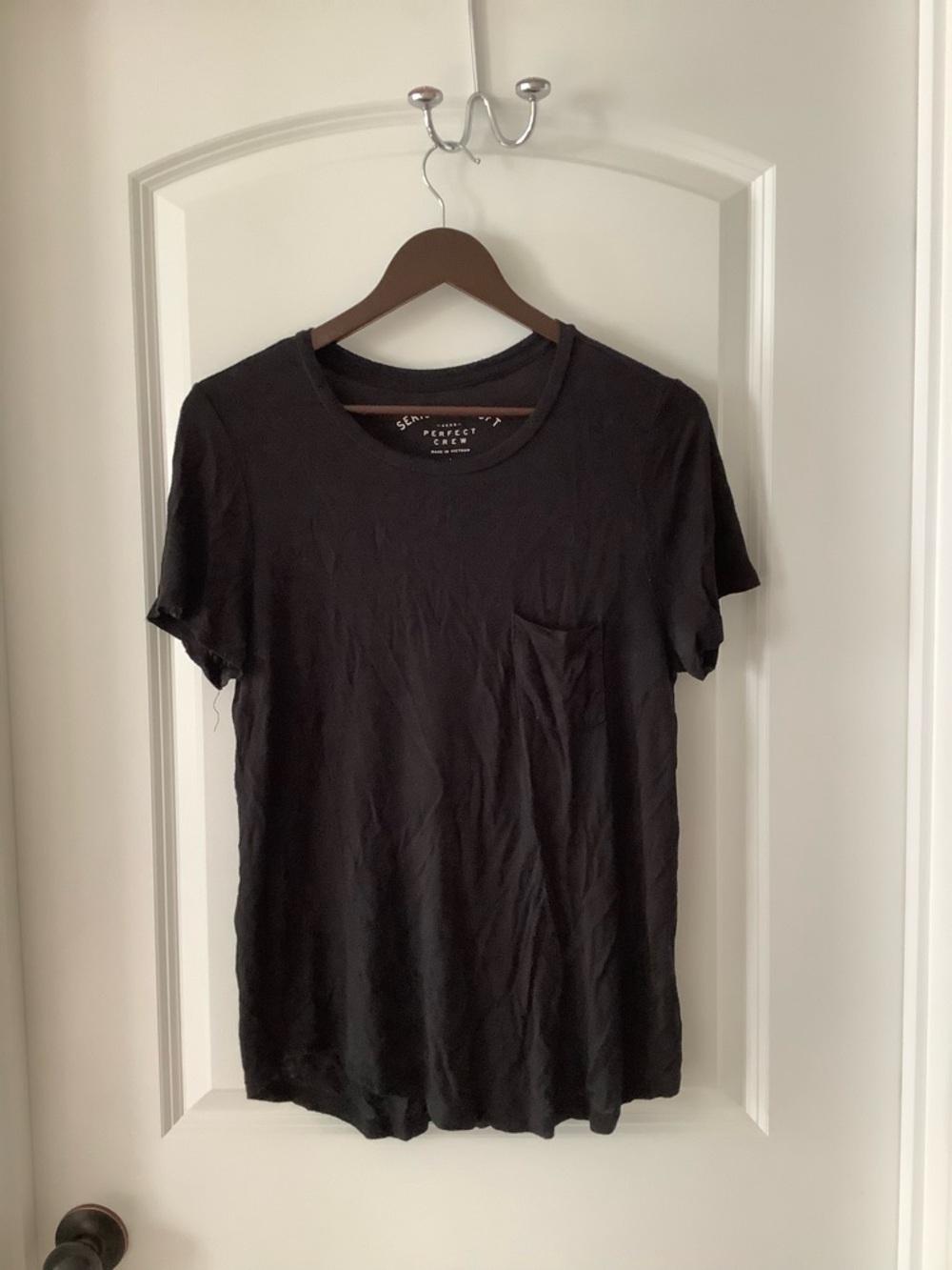 Men's Black Pocket Crew Neck T-Shirt